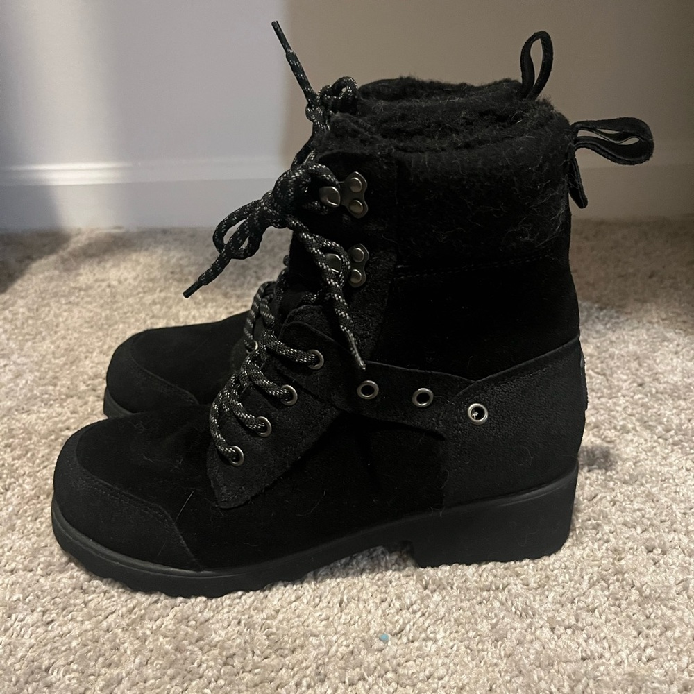 Women's Black Lace-Up Boots